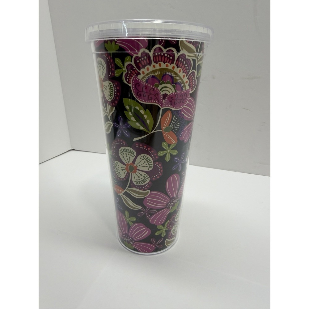 Vera Bradley Travel Tumbler Cup Twist Lid Multicolor Drinkware Floral Purple